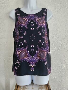 HBHALEY Sleeveless Top Abstract Purple Black Medium
